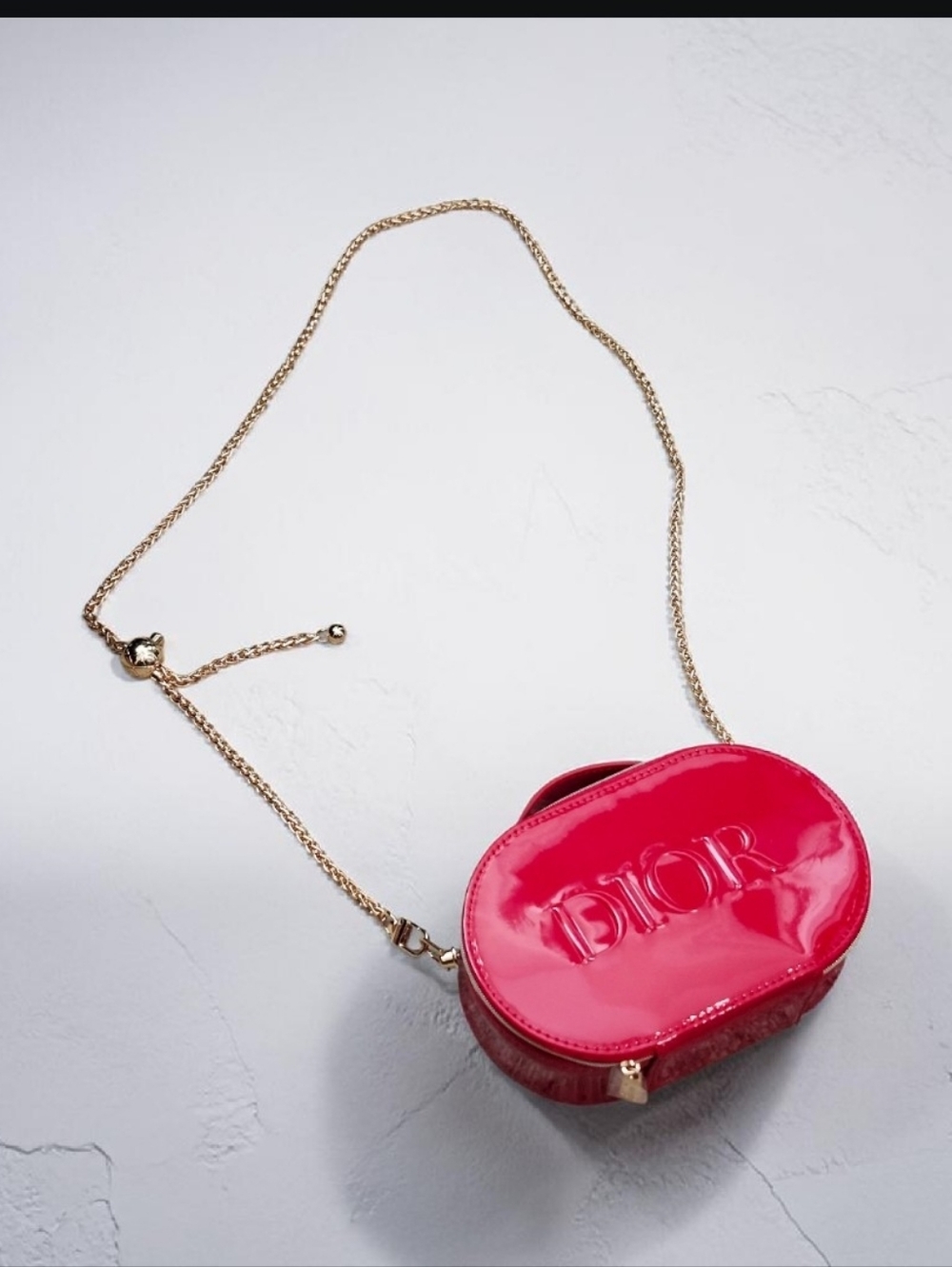 Dior Red Patent Leather Cosmetic Crossbody Bag with Gold Chain -NEW - Picture 7 of 9